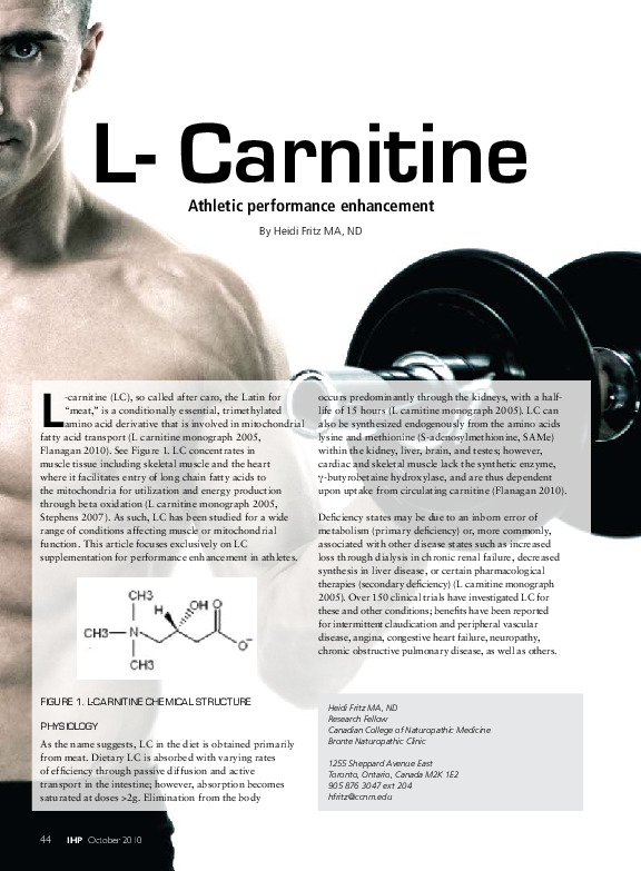 L-carnitine and performance enhancement