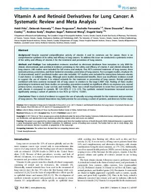 Vitamin A and lung cancer